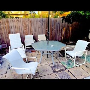 Patio furniture set with umbrella